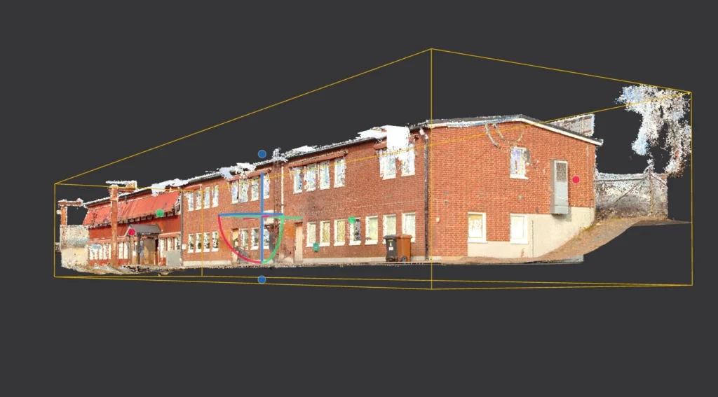 Punktmoln av skannat hus, 3d, punktmoln, modulering